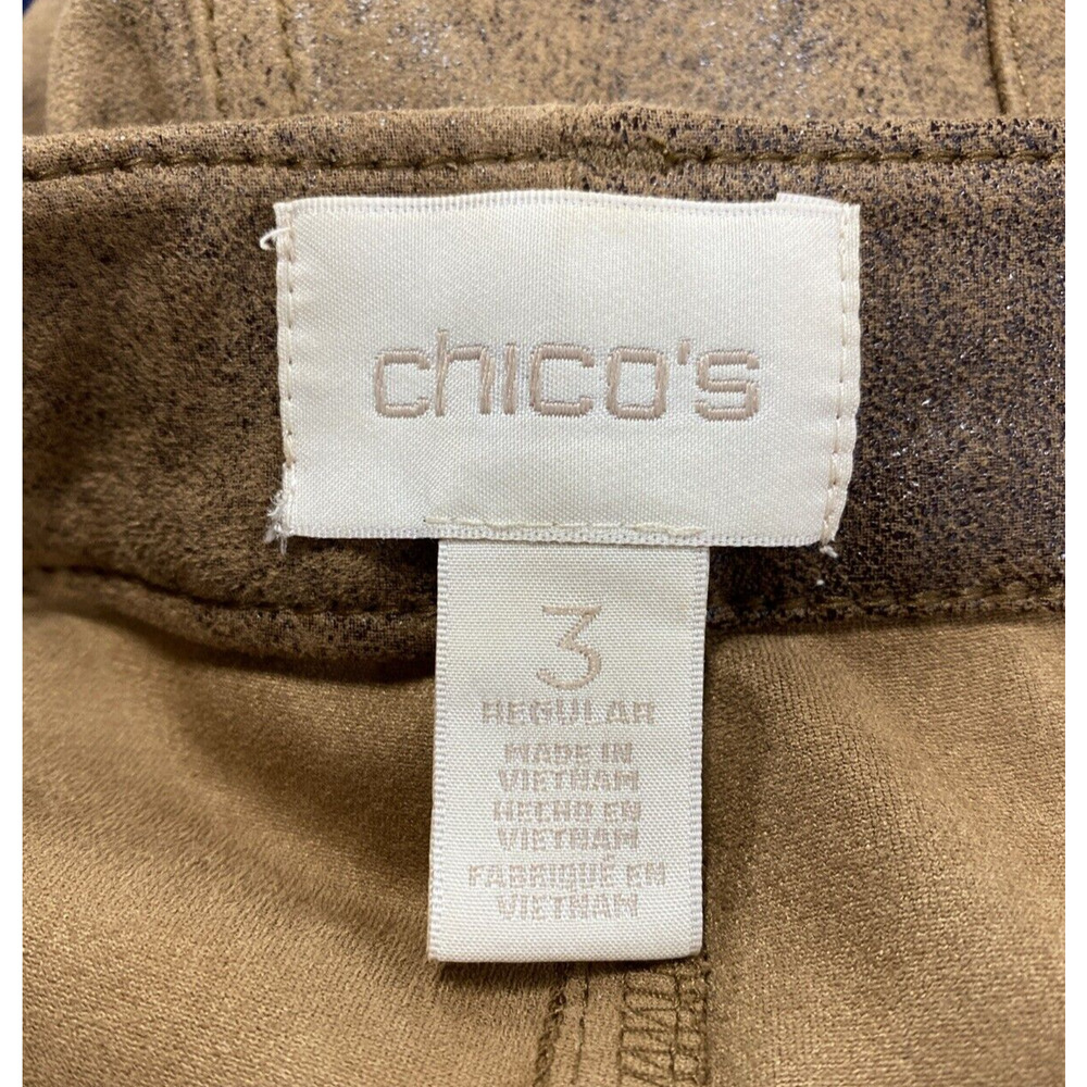 Chico's Pants Womens 3r (16) Brown Faux Suede Worn Luggage Ultimate Fit Pull-on - Picture 5 of 11